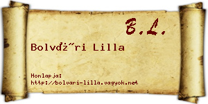 Bolvári Lilla névjegykártya